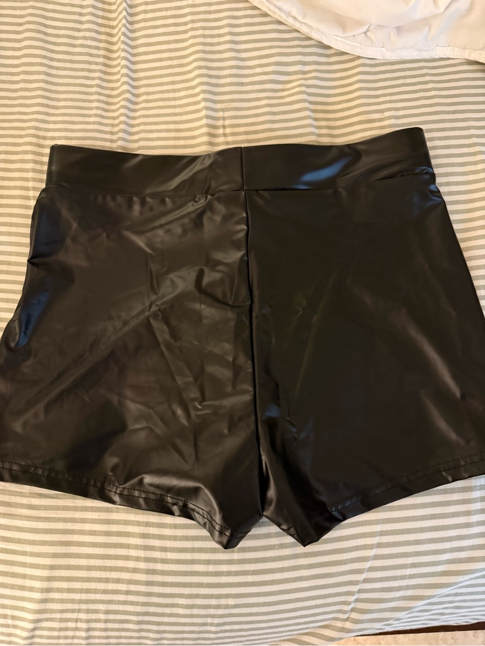 SHEIN Black High-Waist Faux Leather Shorts